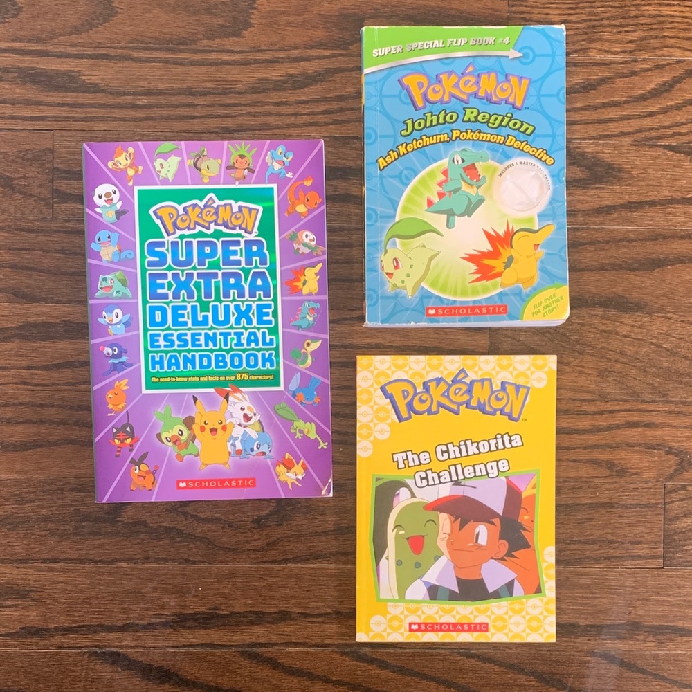Pokémon Book Set with Purple, Yellow, and Green Covers